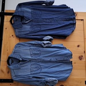 2 Womens Denim/Jeans look tops size Medium